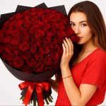 Букет 101 красная роза Кения с упаковкой Букет 101 красная роза Кения с упаковкой